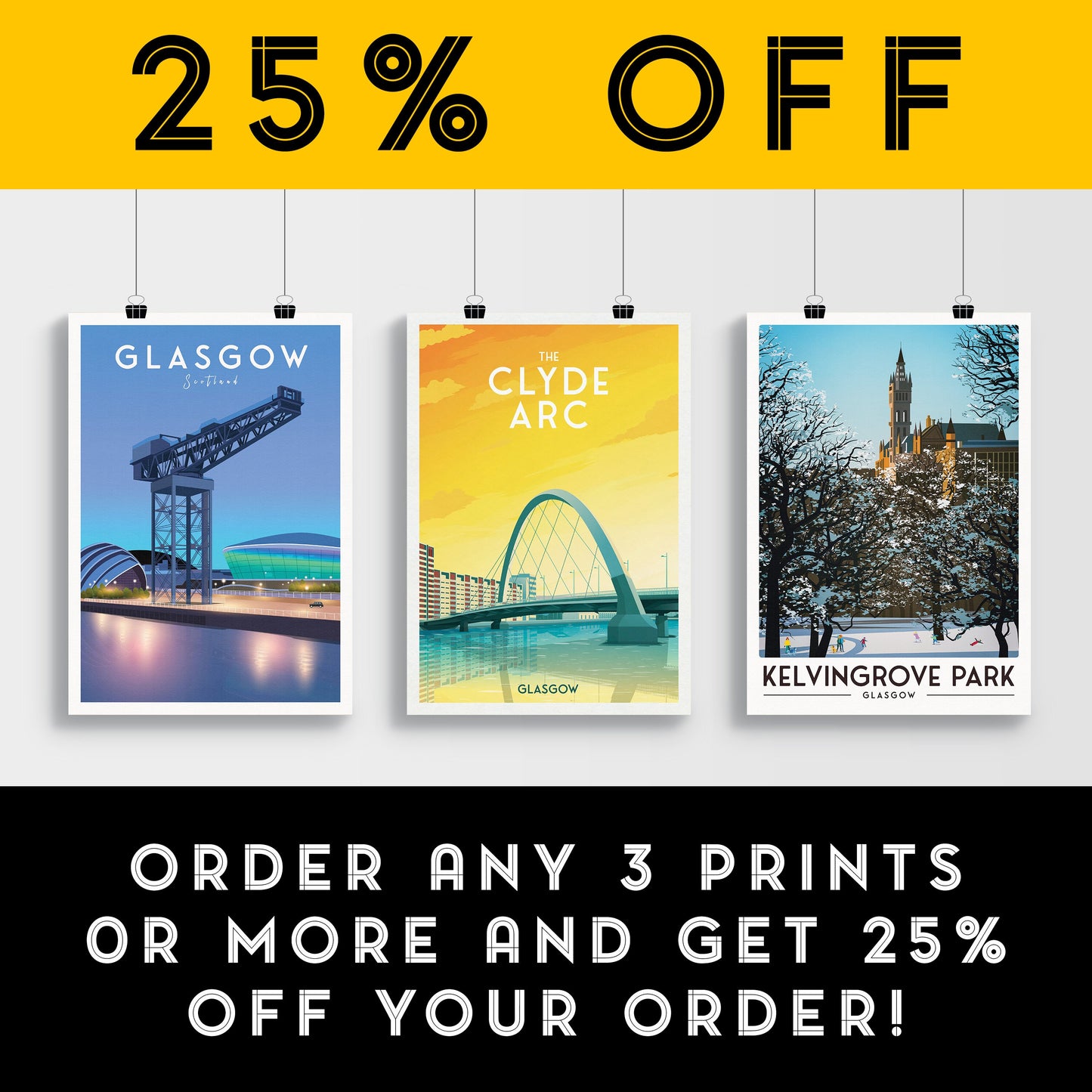 The Clyde Arc Print - Glasgow Travel Poster - Scottish Wall Art - Finnieston Bridge - Scotland