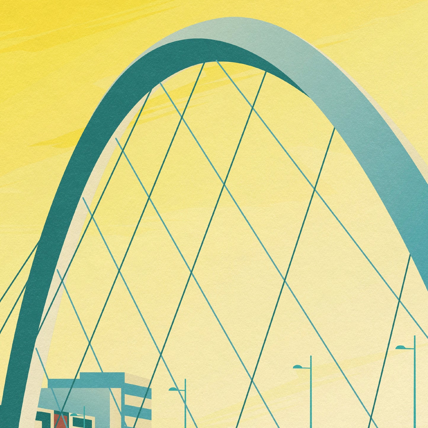 The Clyde Arc Print - Glasgow Travel Poster - Scottish Wall Art - Finnieston Bridge - Scotland