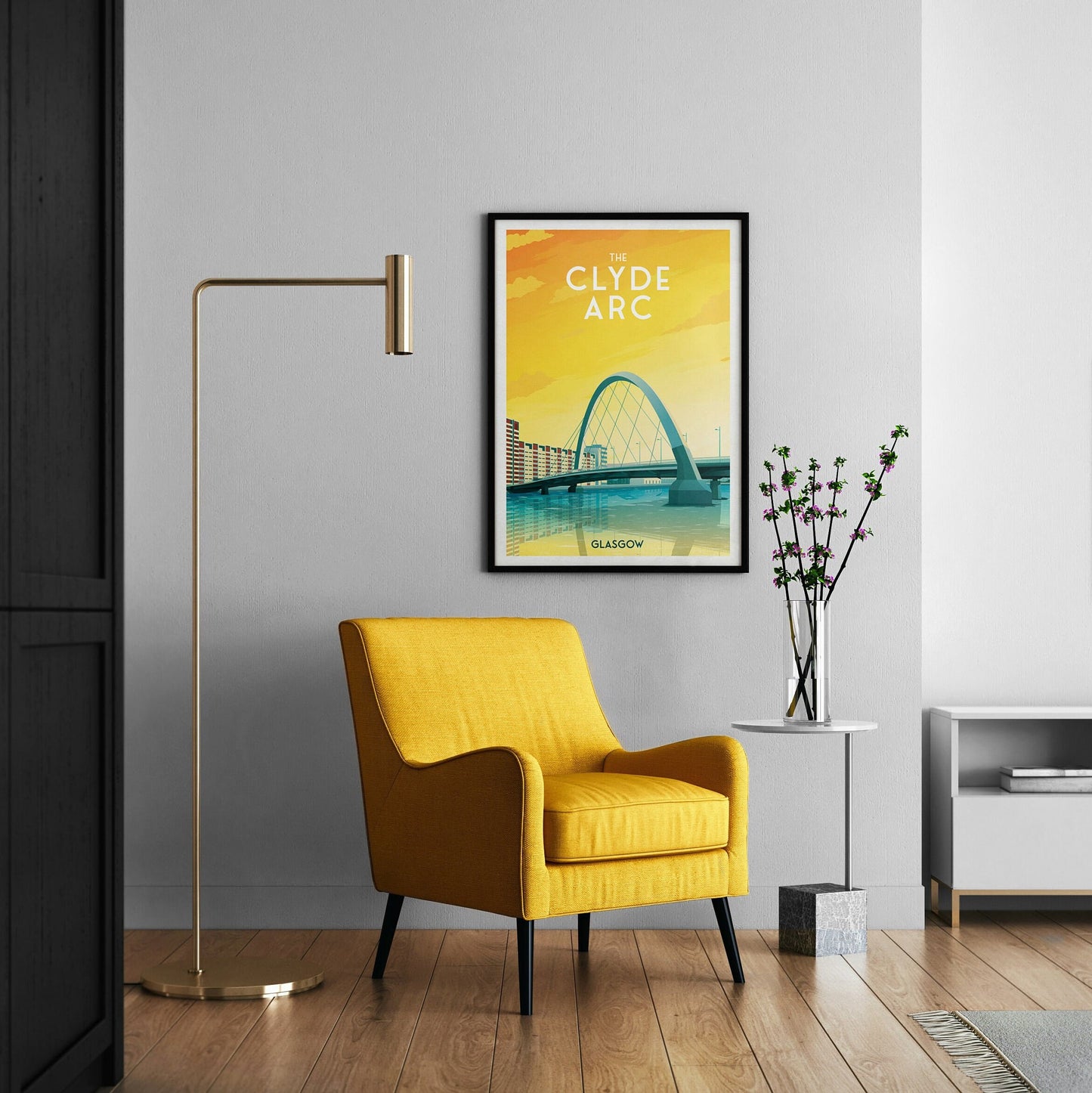 The Clyde Arc Print - Glasgow Travel Poster - Scottish Wall Art - Finnieston Bridge - Scotland