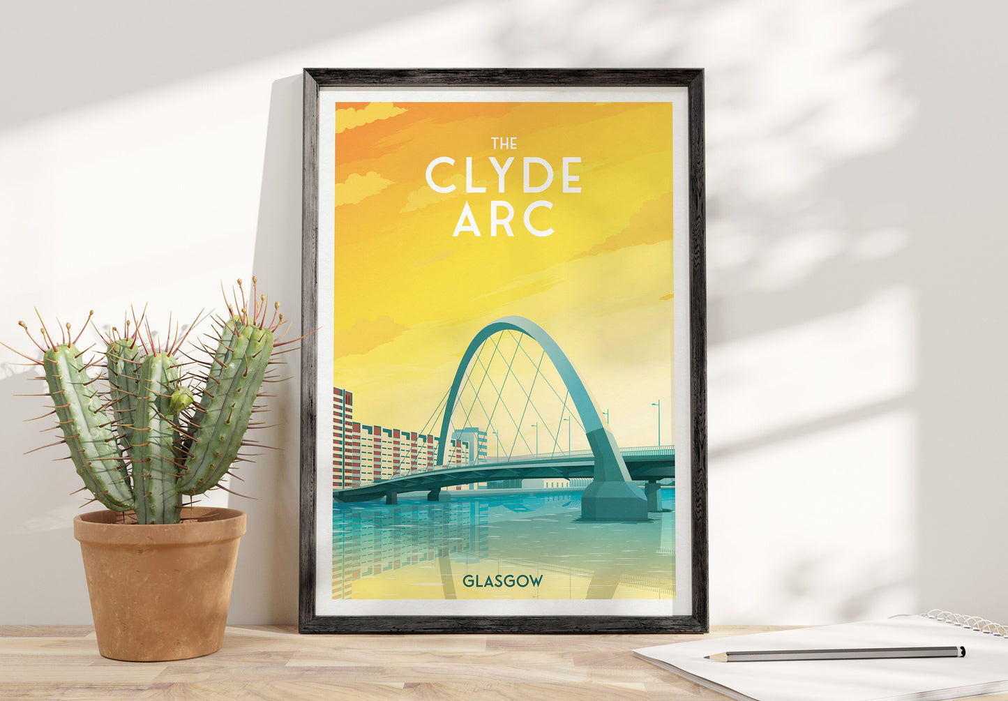 The Clyde Arc Print - Glasgow Travel Poster - Scottish Wall Art - Finnieston Bridge - Scotland