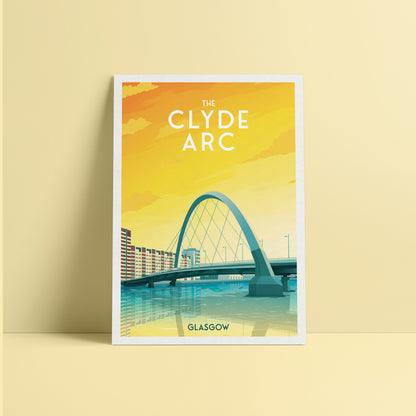 The Clyde Arc Print - Glasgow Travel Poster - Scottish Wall Art - Finnieston Bridge - Scotland