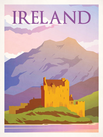 Ireland Travel Poster, Vintage Irish Travel Poster,  Irish Castle,  Irish Art, Irish Gifts, Vintage Ireland, Ireland Print