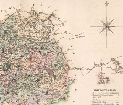 Wiltshire Map, Map of the county of Wilts : from an actual survey made in the years 1819 & 1820, English County Map of Wiltshire Print