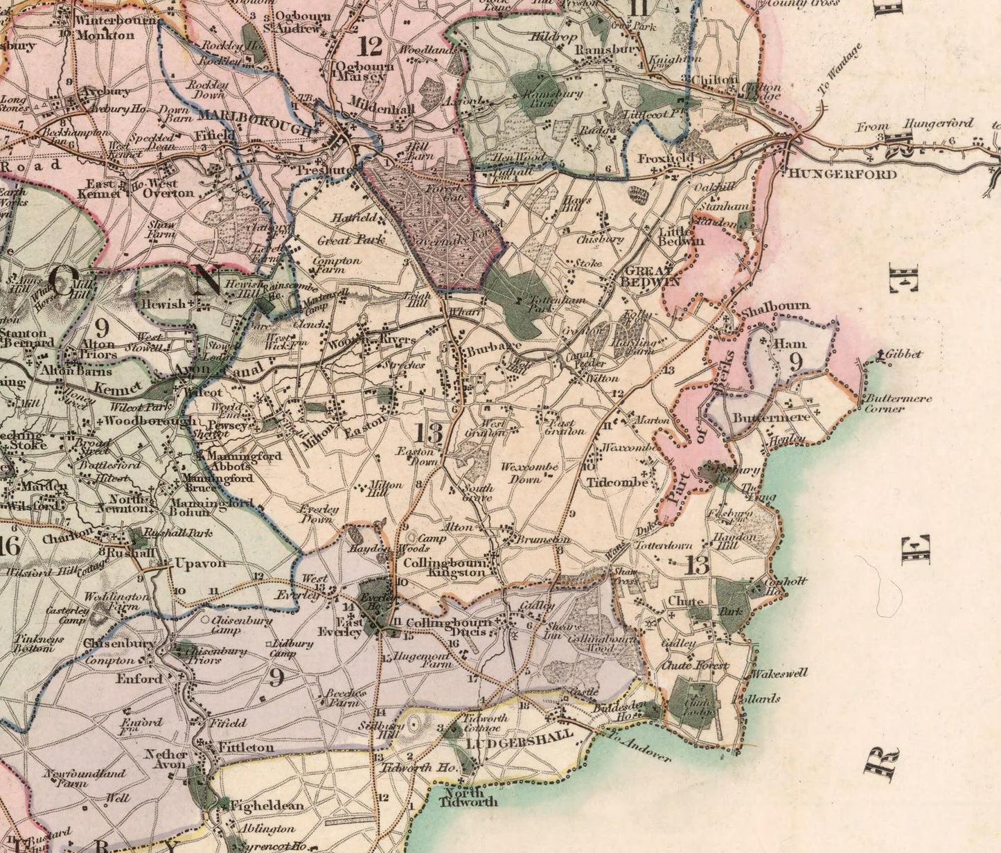 Wiltshire Map, Map of the county of Wilts : from an actual survey made in the years 1819 & 1820, English County Map of Wiltshire Print