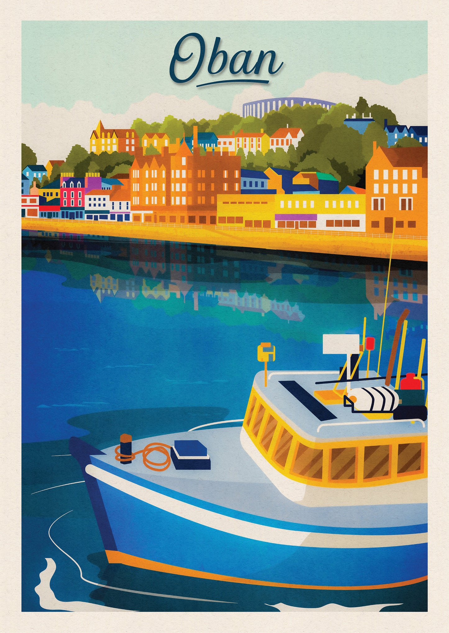 Oban Travel Poster - Oban Harbour - Argyll and Bute - Scotland Art Print