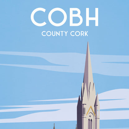 Cobh Print featuring St. Colman's Cathedral - Colourful Houses - Co Cork - Ireland Travel Poster - Irish Art - Wall Art - Wedding gift