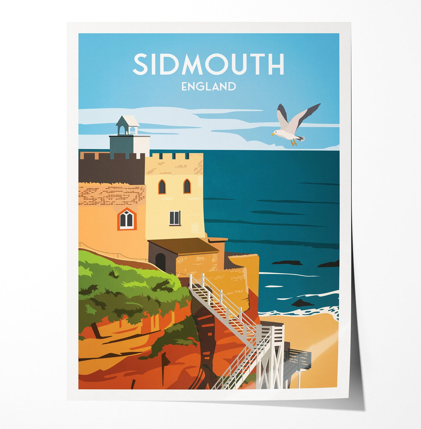 Sidmouth Travel Poster - England - A3, A2, A1