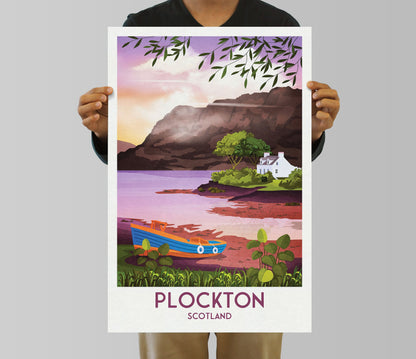 Plockton Travel Poster -  Scottish landscape - "The Jewel of the Highlands" - Lochalsh - Wester Ross - Scottish Highlands