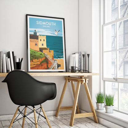 Sidmouth Travel Poster - England - A3, A2, A1