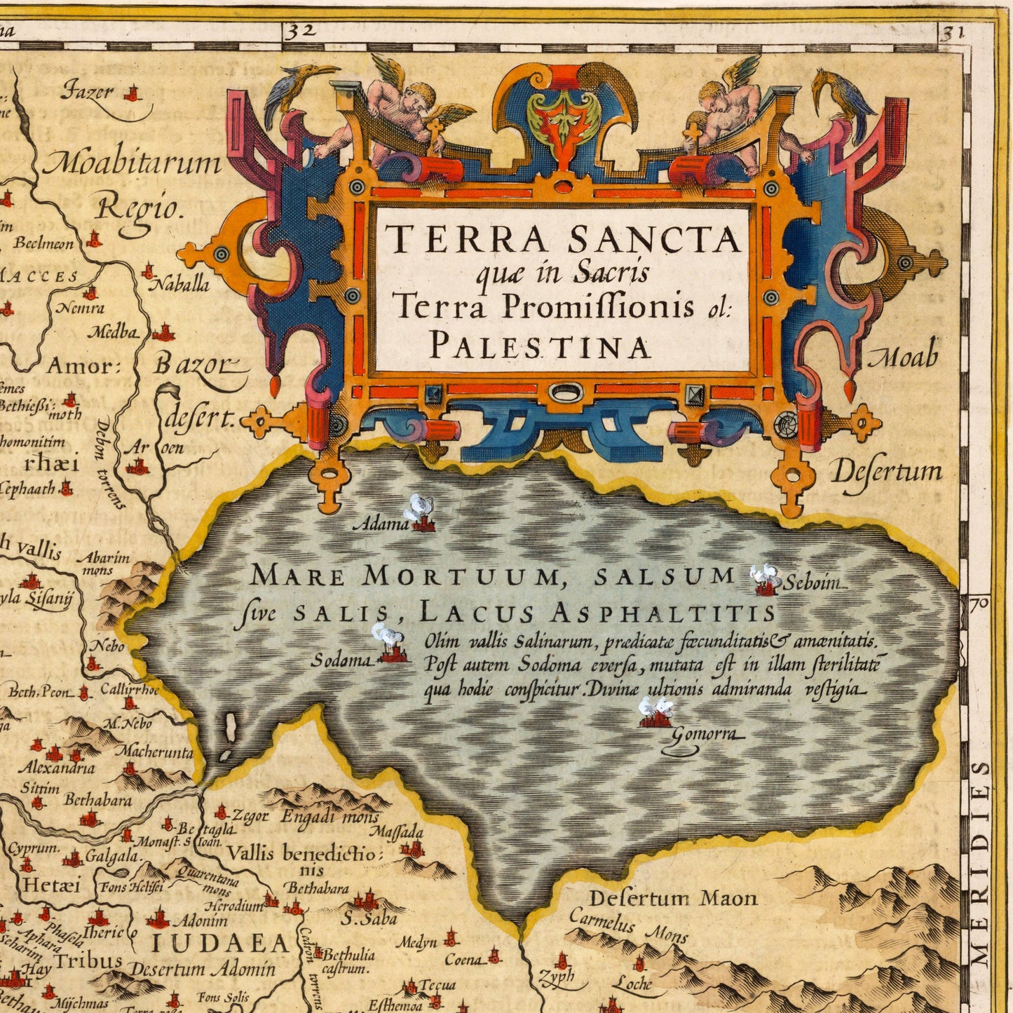 Holy Land Map - Terra Sancta - Ancient Palestine,  Palestina, 1623 - Israel, Judea, Jerusalem, Samaria, Galilee, biblical Map, Bible Study