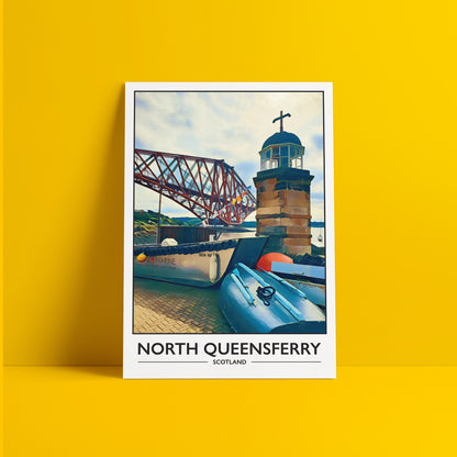 North Queensferry Print - Forth Rail Bridge - North Queensferry Light Tower- Fife Coastal Path - Scottish Travel Poster