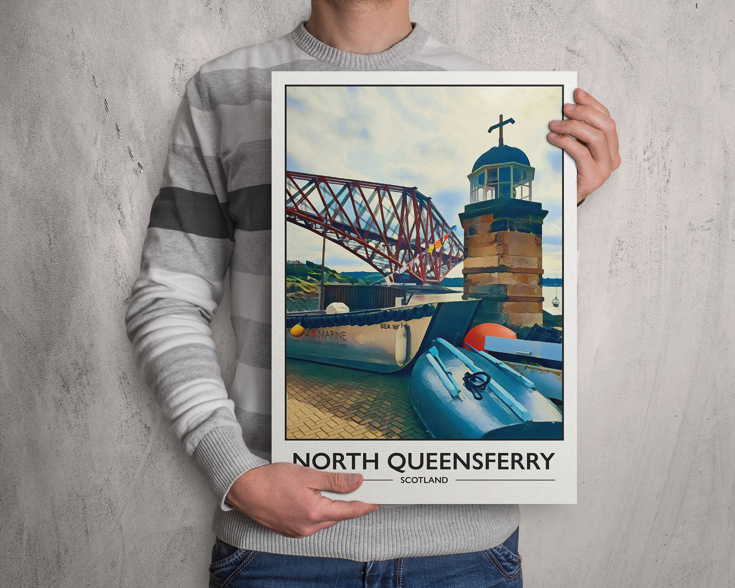 North Queensferry Print - Forth Rail Bridge - North Queensferry Light Tower- Fife Coastal Path - Scottish Travel Poster