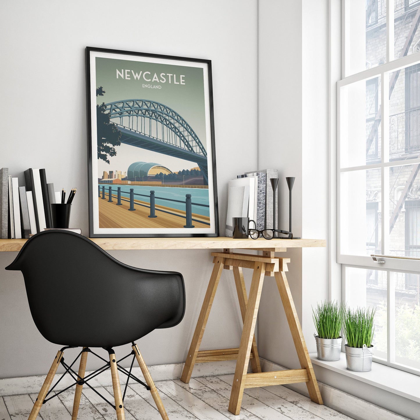 Newcastle Print - The Tyne Bridge - North East England Travel Poster - United Kingdom - Newcastle upon Tyne - Wedding gift -  present