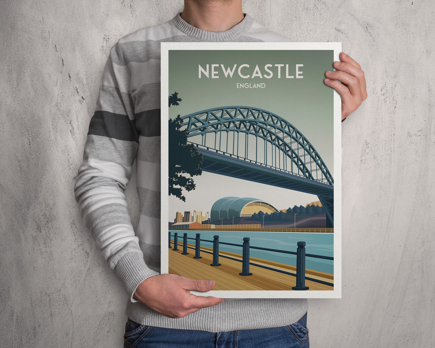 Newcastle Print - The Tyne Bridge - North East England Travel Poster - United Kingdom - Newcastle upon Tyne - Wedding gift -  present