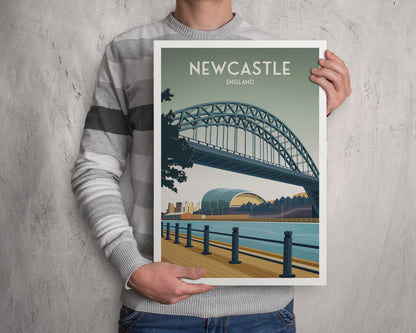 Newcastle Print - The Tyne Bridge - North East England Travel Poster - United Kingdom - Newcastle upon Tyne - Wedding gift -  present