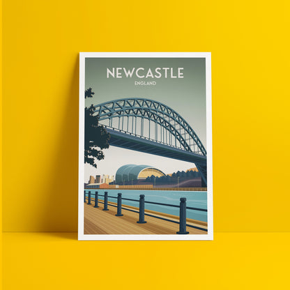 Newcastle Print - The Tyne Bridge - North East England Travel Poster - United Kingdom - Newcastle upon Tyne - Wedding gift -  present