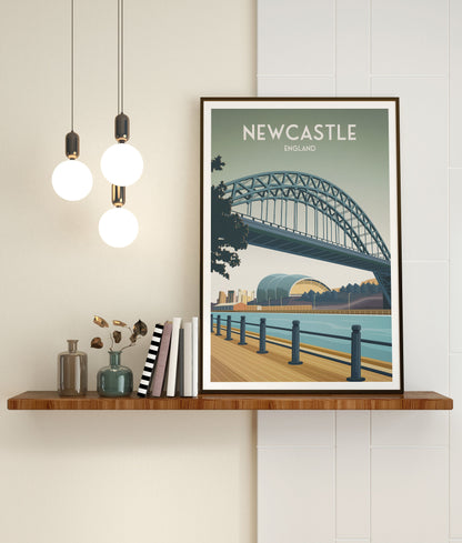 Newcastle Print - The Tyne Bridge - North East England Travel Poster - United Kingdom - Newcastle upon Tyne - Wedding gift -  present