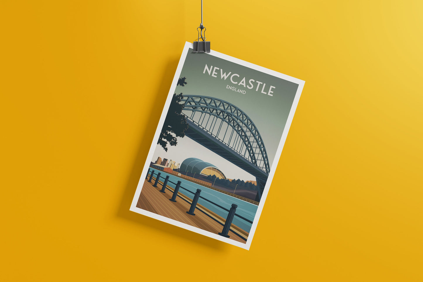 Newcastle Print - The Tyne Bridge - North East England Travel Poster - United Kingdom - Newcastle upon Tyne - Wedding gift -  present