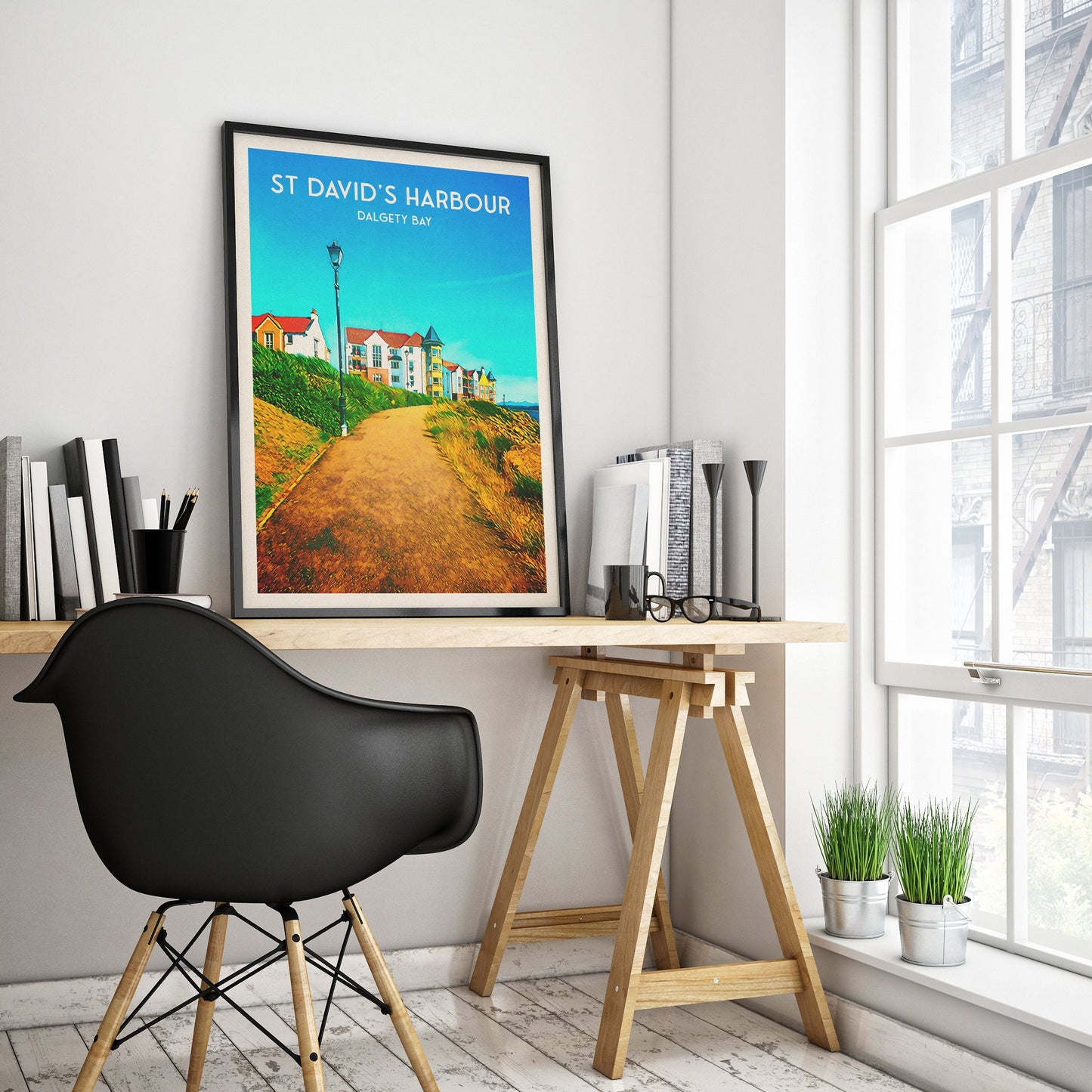 Dalgety Bay  Print - St David's Harbour - Fife Travel Poster - Scottish Wall Art