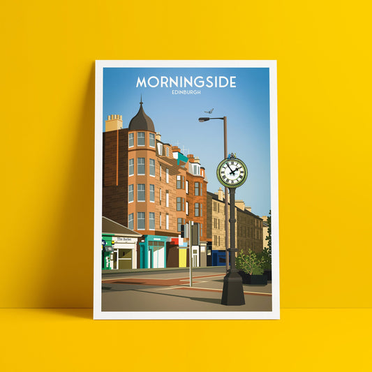 Morningside Edinburgh Print - Morningside Clock - Scottish Travel Poster