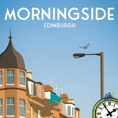 Morningside Edinburgh Print - Morningside Clock - Scottish Travel Poster