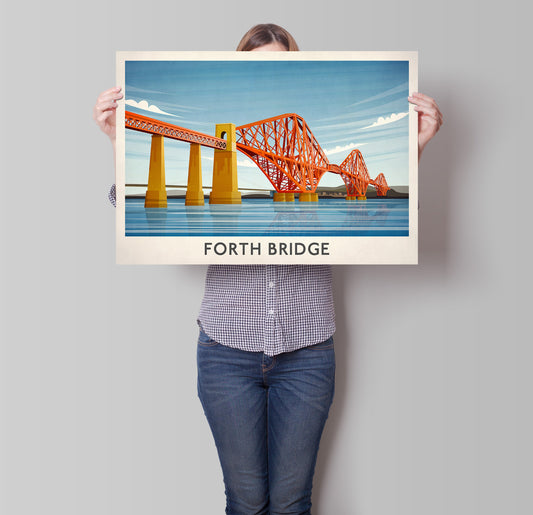 Forth Bridge, Scottish Travel Print, Edinburgh to North Queensferry, Scottish Art, Forth Bridge, forth rail bridge, Travel poster