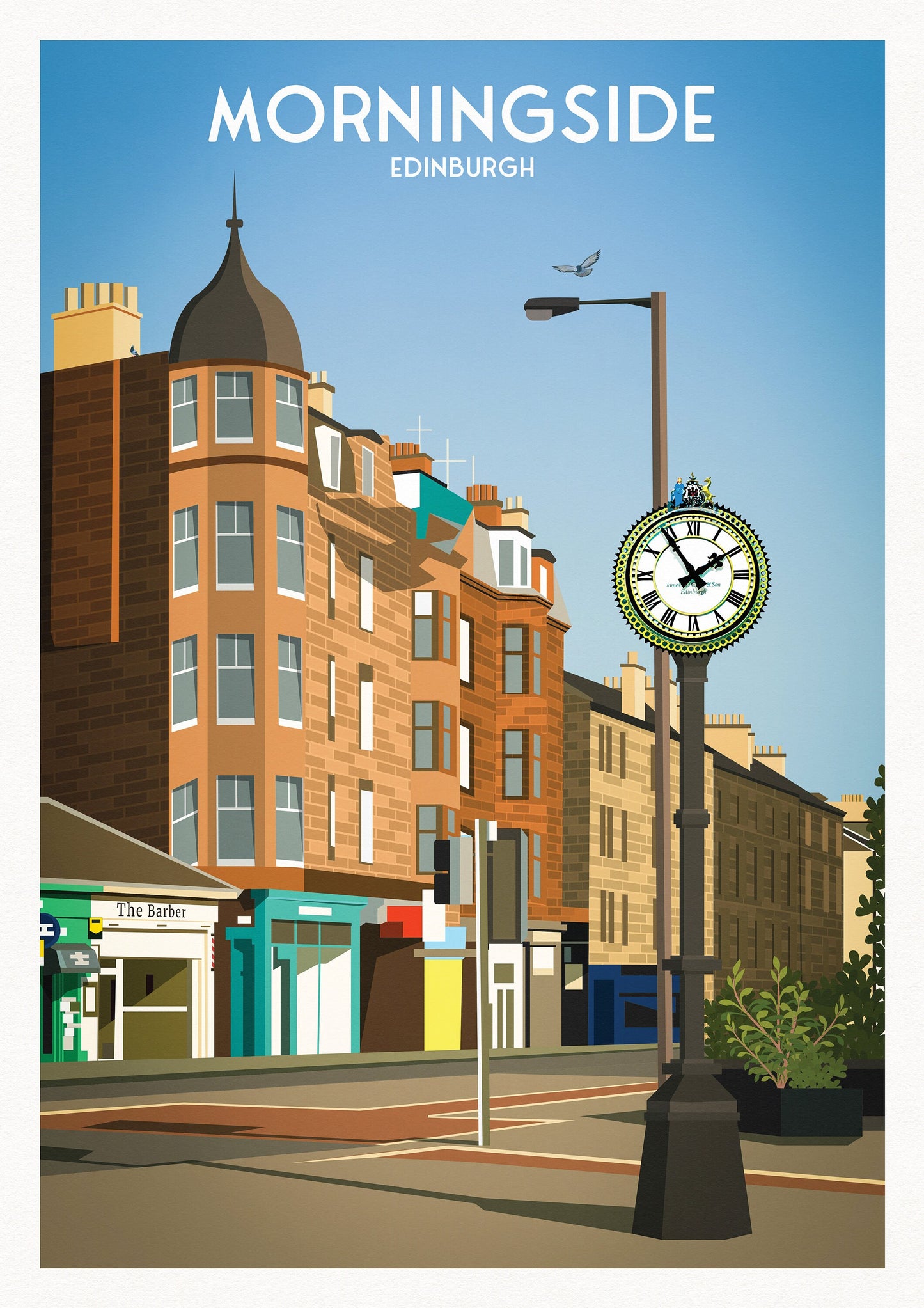 Morningside Edinburgh Print - Morningside Clock - Scottish Travel Poster