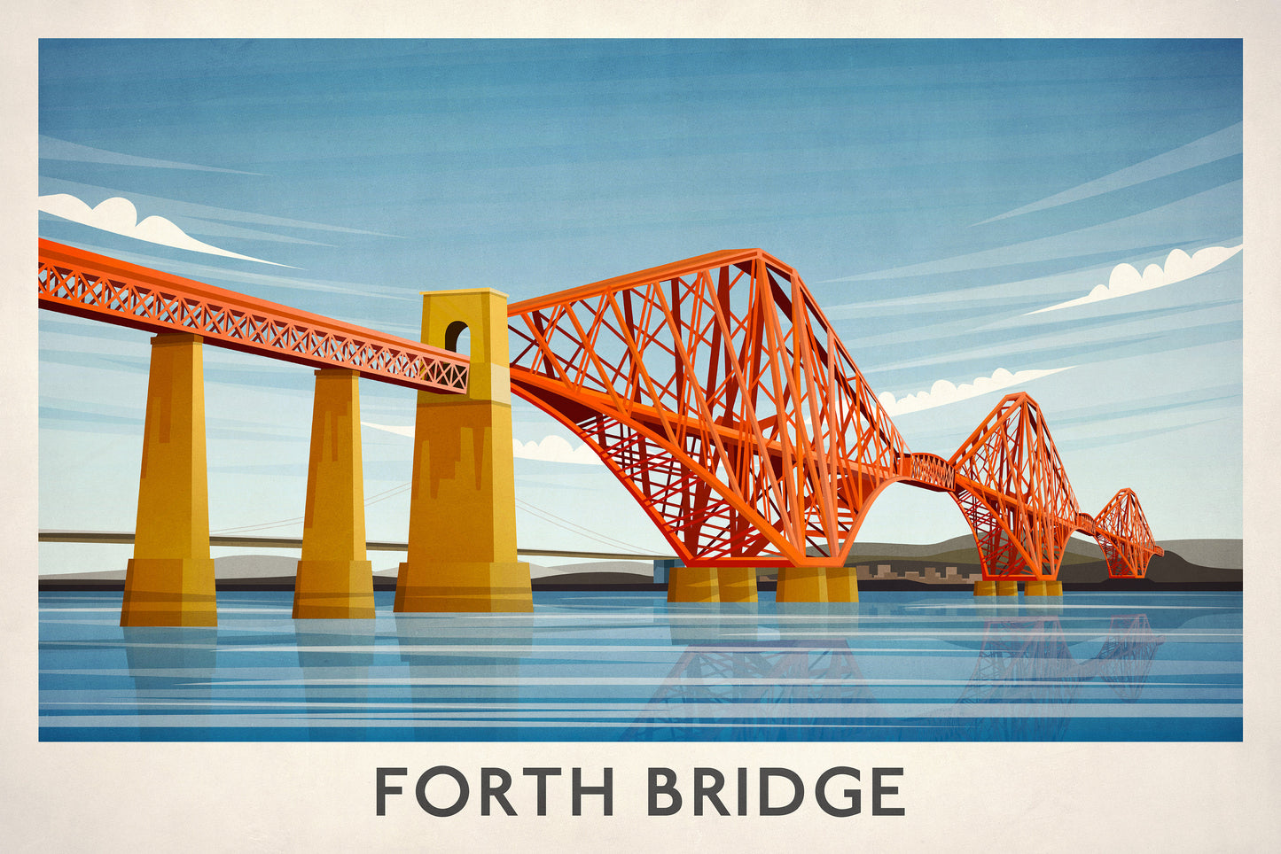 Forth Bridge, Scottish Travel Print, Edinburgh to North Queensferry, Scottish Art, Forth Bridge, forth rail bridge, Travel poster