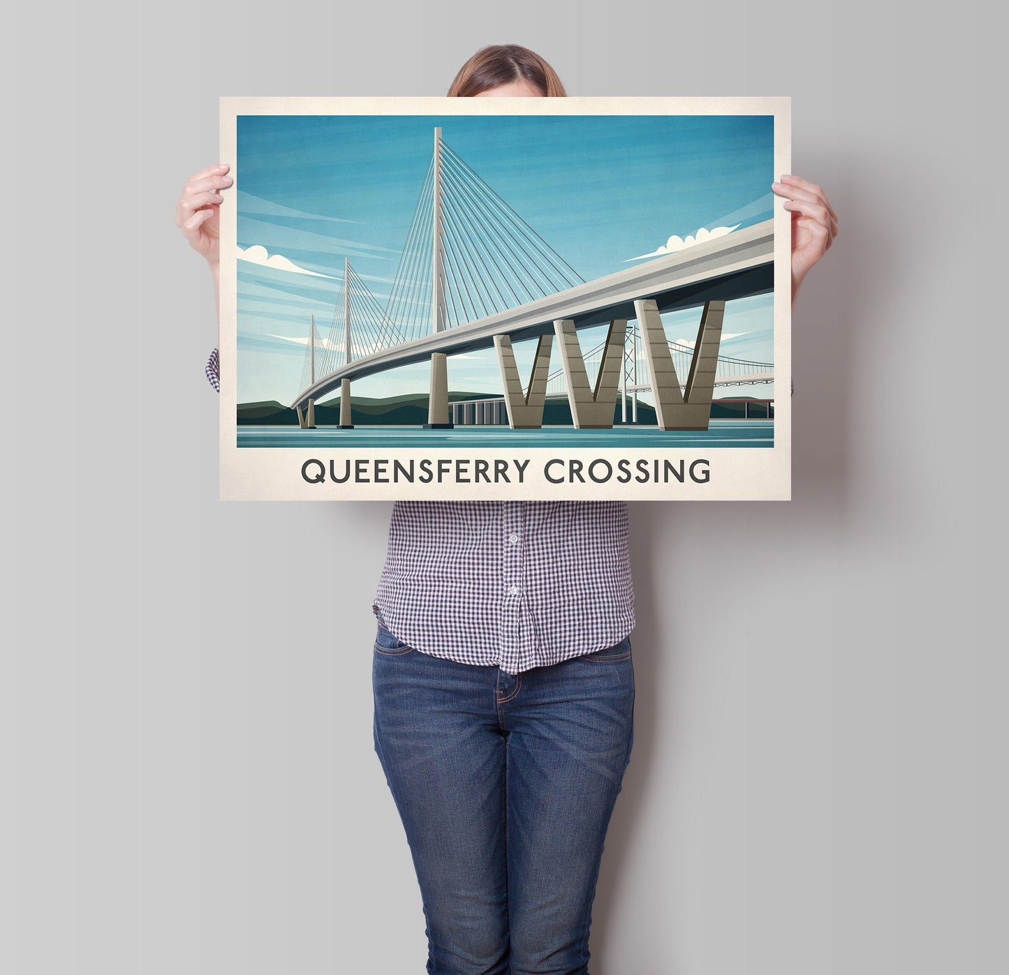 Queensferry Crossing Print, Vintage Travel Poster, Firth of Forth, Housewarming Gift , Modern Wall Art Travel Decor, Edinburgh, Fife