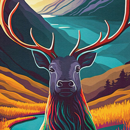 Glencoe Print | Scotland Stag Poster | Colorful Scottish Highlands Poster | Scottish Gift | Birthday Present | Home Decor Artwork