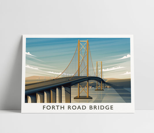 Forth Road Bridge, Scottish Travel Print, Edinburgh to North Queensferry, Scottish Art, Forth Bridge, Travel poster