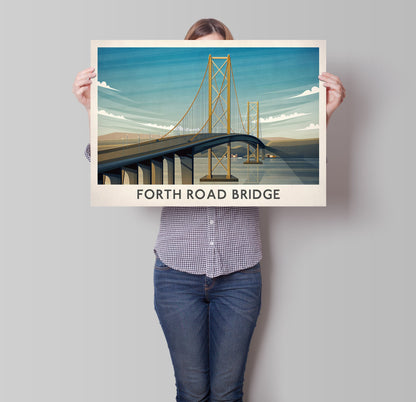 Forth Road Bridge, Scottish Travel Print, Edinburgh to North Queensferry, Scottish Art, Forth Bridge, Travel poster