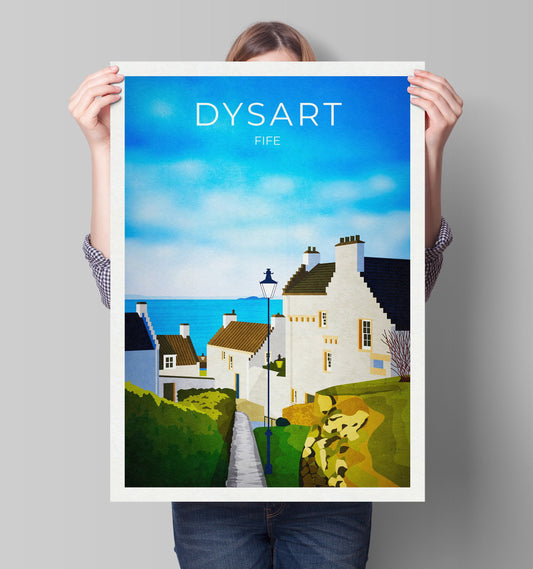 Dysart Travel Poster, Dysart in Fife Scotland, retro Scottish print