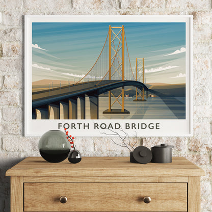 Forth Road Bridge, Scottish Travel Print, Edinburgh to North Queensferry, Scottish Art, Forth Bridge, Travel poster