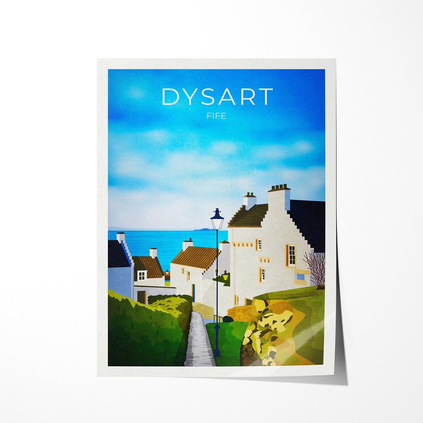 Dysart Travel Poster, Dysart in Fife Scotland, retro Scottish print