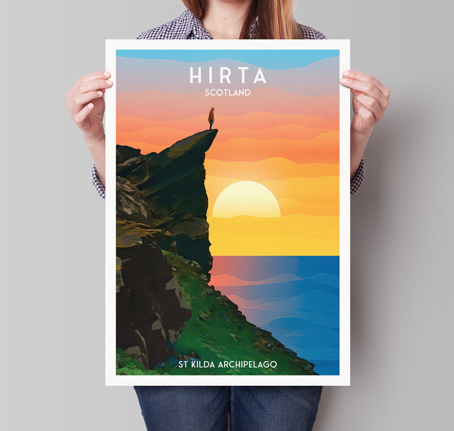 Hirta Print - St Kilda Archipelago - Travel Poster - Illustration - Hirta - Scottish Island - St Kilda Archipelago