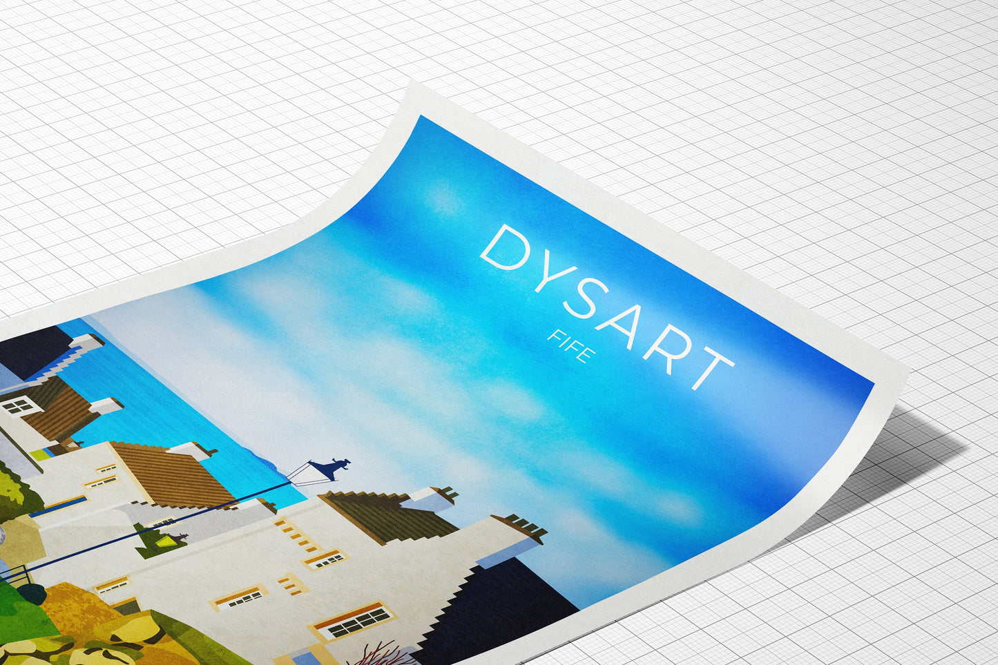 Dysart Travel Poster, Dysart in Fife Scotland, retro Scottish print