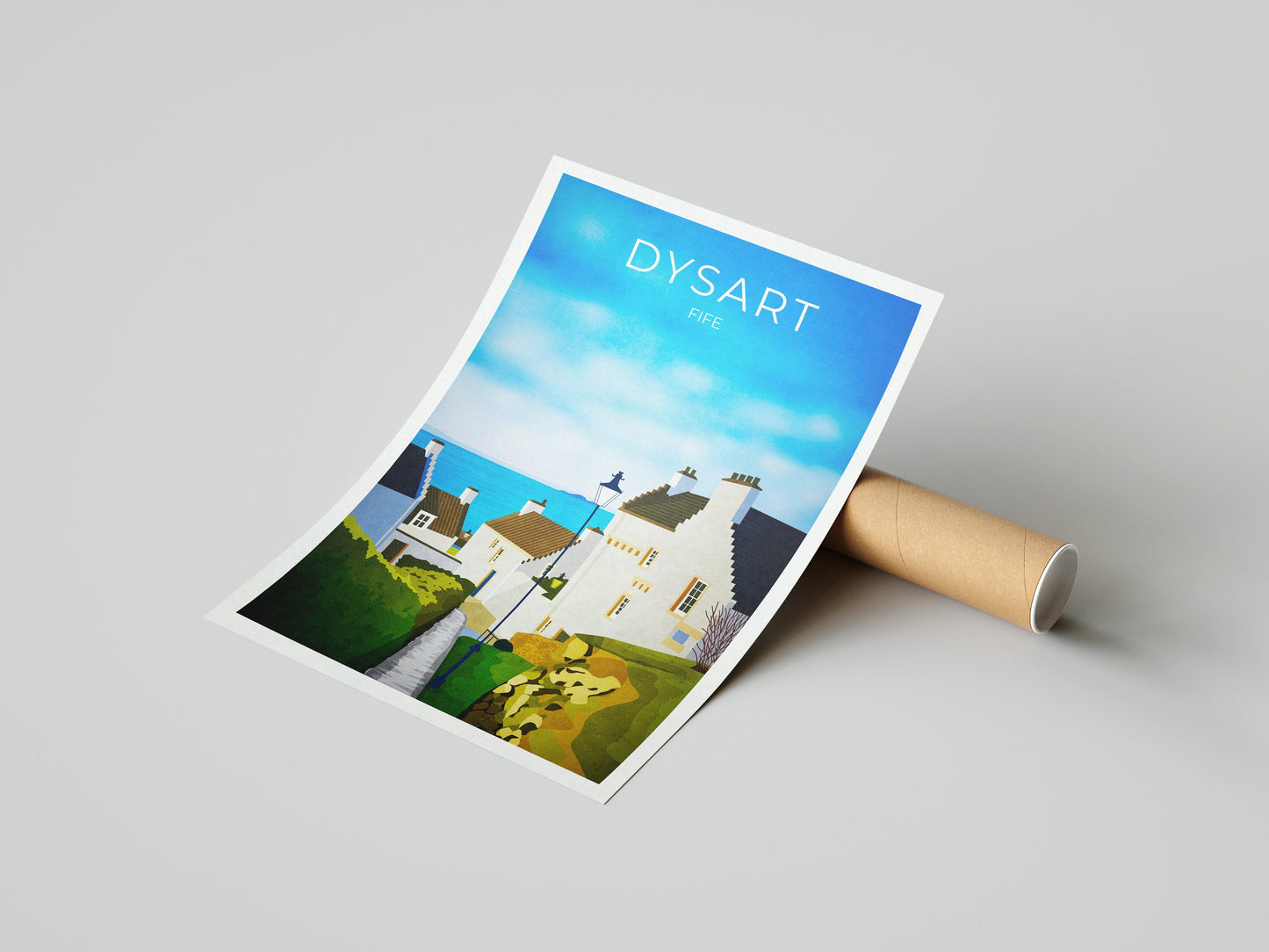 Dysart Travel Poster, Dysart in Fife Scotland, retro Scottish print