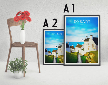 Dysart Travel Poster, Dysart in Fife Scotland, retro Scottish print