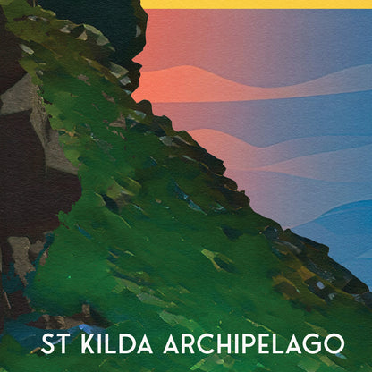 Hirta Print - St Kilda Archipelago - Travel Poster - Illustration - Hirta - Scottish Island - St Kilda Archipelago