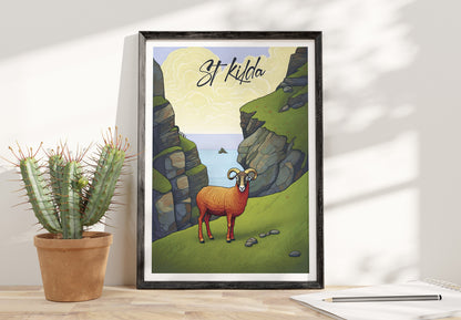 St Kilda Soay Sheep Print - Travel Poster - Illustration - Hirta - Scottish Island - St Kilda Archipelago