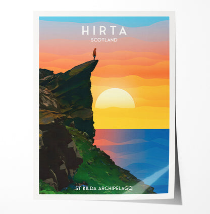 Hirta Print - St Kilda Archipelago - Travel Poster - Illustration - Hirta - Scottish Island - St Kilda Archipelago