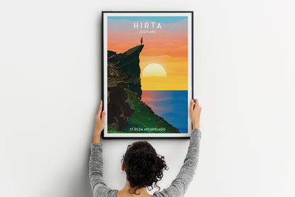 Hirta Print - St Kilda Archipelago - Travel Poster - Illustration - Hirta - Scottish Island - St Kilda Archipelago