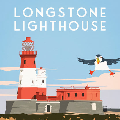 Longstone Lighthouse Travel Poster - Outer Farne Islands - Northumberland - England - A3 - A2 - A1 - Wall Decor