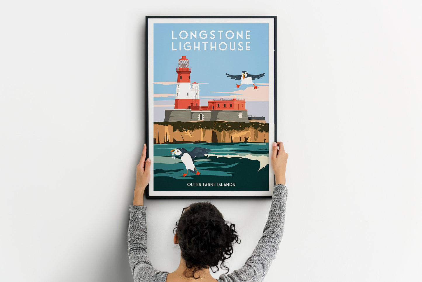 Longstone Lighthouse Travel Poster - Outer Farne Islands - Northumberland - England - A3 - A2 - A1 - Wall Decor