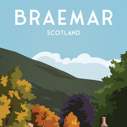 Braemar Print Framed - Captivating Scottish Landscape Art for Home or Office Decor - 40 x 30 cm White Frame