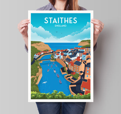 Staithes Print | Yorkshire Wall Art | Staithes Poster | Travel Poster Gift | Wedding gift | Birthday Present