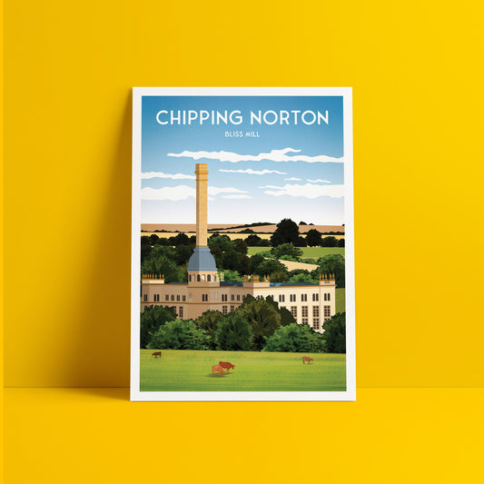 Chipping Norton Print - Bliss Mill - English Travel Poster - Bliss Tweed Mill - Oxfordshire