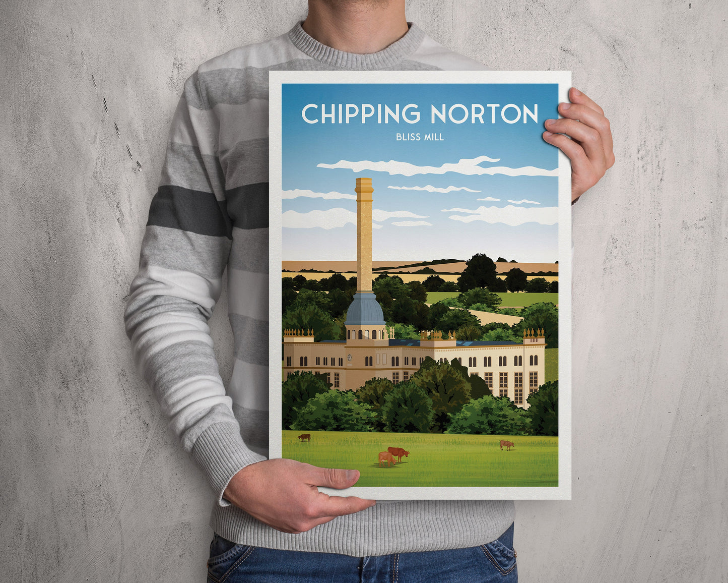 Chipping Norton Print - Bliss Mill - English Travel Poster - Bliss Tweed Mill - Oxfordshire