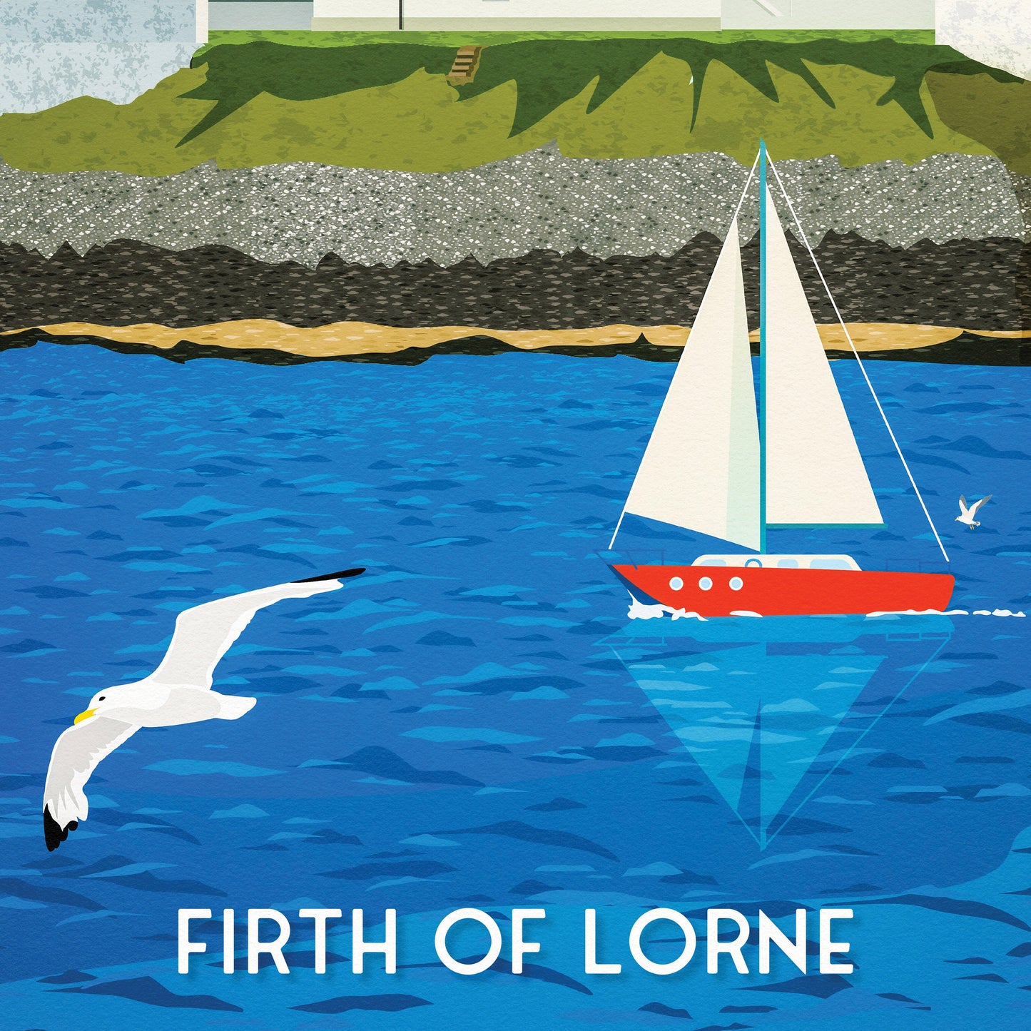 Lismore Lighthouse Travel Poster - Firth of Lorne - Lighthouses of Scotland - Poster - Oban - Mull - Inner Hebrides - Eilean Musdile -